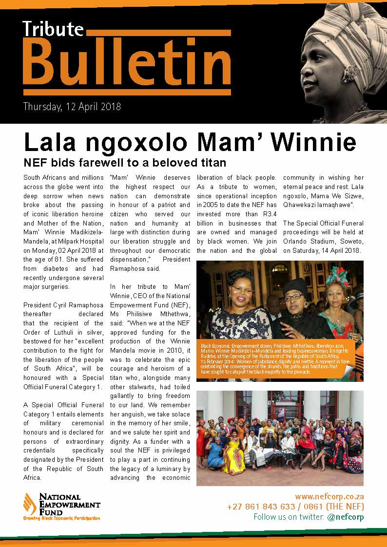 Lala ngoxolo Mam’ Winnie - National Empowerment Fund